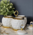 TREND HOME 3'lü beyaz/altın porselen saklama kavanoz seti