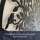 Hayat ağacı ve kuşlar - Yuvarlak metal duvar dekorasyonu