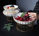 TREND HOME BOWL Gold metal standlı poreselen servis tabağı 23 cm