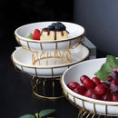 TREND HOME BOWL Gold metal standlı porselen servis tabağı  Küçük boy 20 cm