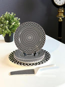 TREND HOME Pasta seti siyah beyaz noktalı 8 parça