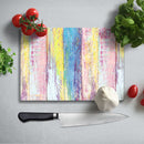 BELLART - Renkli Tahtalar Uv Baskılı Cam Kesme Tablası 35×25 cm