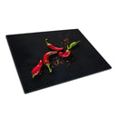 BELLART - Kırmızı ve yeşil biber Uv Baskılı Cam Kesme Tablası 35×25 cm
