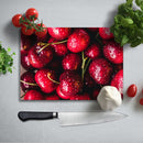BELLART - Su damlaları ile kiraz Uv Baskılı Cam Kesme Tablası 35×25 cm