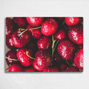 BELLART - Su damlaları ile kiraz Uv Baskılı Cam Kesme Tablası 35×25 cm
