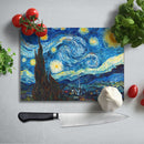 BELLART - Van Gogh "Starry Night" - "La Nuit étoilée" Uv Baskılı Cam Kesme Tablası 35×25 cm