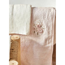 KARACA HOME GOLDIE  Set de bain rose pâle avec broderie en 3D  KARACA HOME GOLDIE  3D Nakışlı offwhite-pudra aile seti