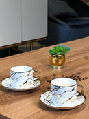 ZELLERFELD 12 Parça 6'lı gold mermer desenli çay/kahve fincanı