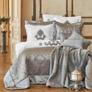 KARACA HOME CORNELIA Linge de lit complet anthracite en soie 13 pièces KARACA HOME CORNELIA  Antrasit  13 parça ipek private çeyiz seti KARACA HOME AMAR  Blauer Doppel-Bettbezug aus 100% Baumwolle