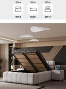 LUGANO Matelas, Lit coffre et Tête de lit en tissu velours texturé - Beige