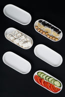 ACAR Set aus 6 ovalen Aperitiftellern aus Porzellan 