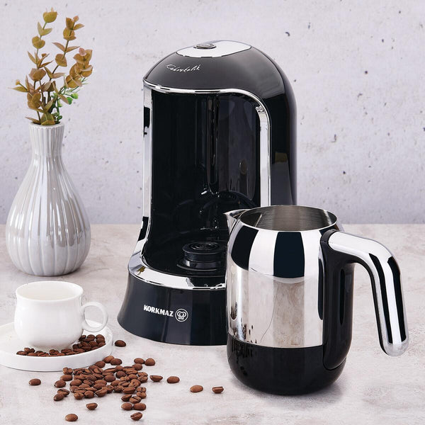 KORKMAZ KAHVEKOLIK COFFEE MAKER Krom siyah otomatik kahve makinesi