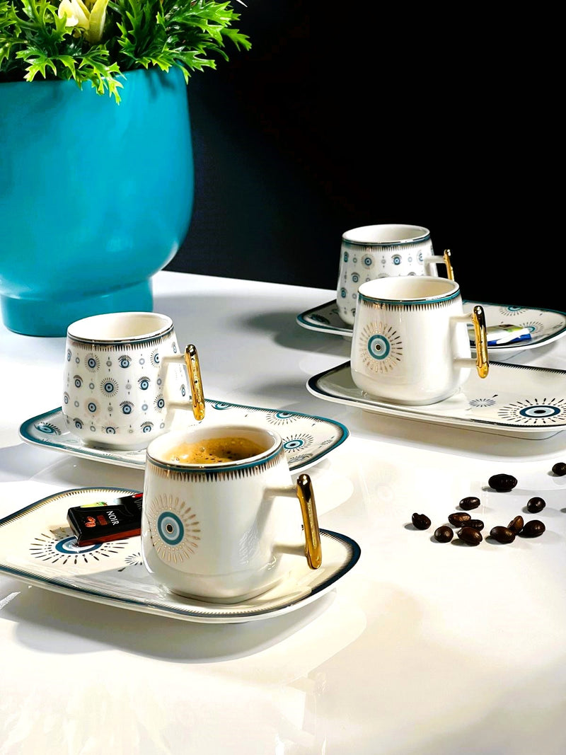 ACAR NAZAR 6'Lı porselen kahve fincan takımı