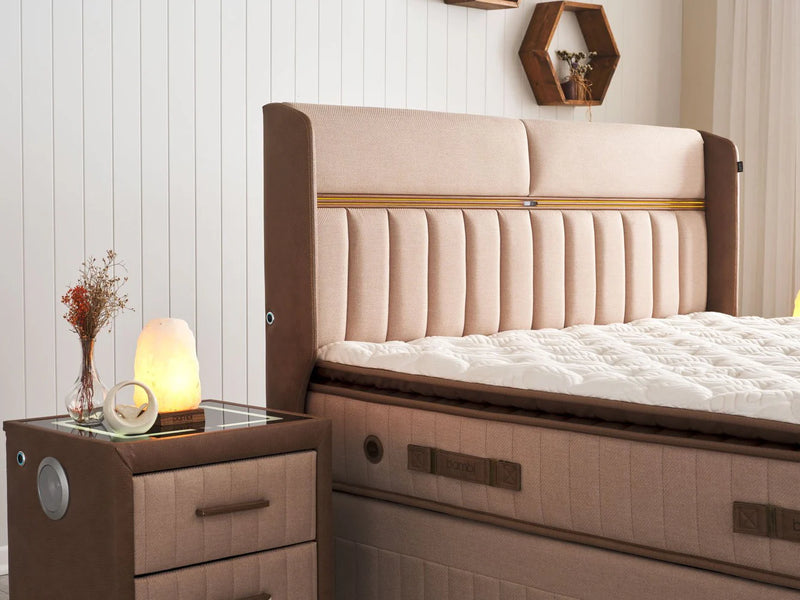 BAMBI BIOSALT Lit coffre, Tête de lit et Matelas au Sel de Roche - Bella Home