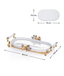 ACAR LASER GOLD Assiette de présentation ovale avec plateau grande taille ACAR LAZER GOLD Tepsili oval sunum tabak büyük boy ACAR LASER GOLD Ovaler Platzteller mit großer Platte