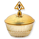 Bol à bonbons doré en verre avec couvercle en métal - motif tulipe