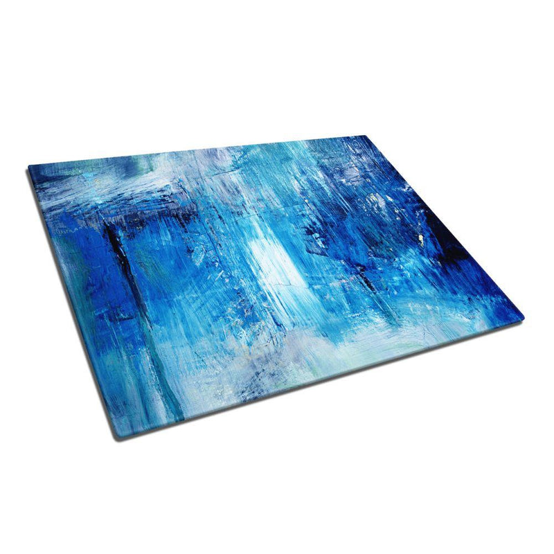 BELLART -  Abstrait Bleu - Planche à découper en verre à impression UV 35x25 cm - Soyut Mavi - UV Baski Cam Kesme Tahtasi