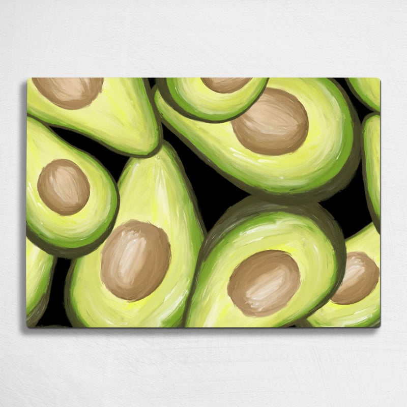 BELLART - Avocado-Zeichnung - Glasschneidebrett mit UV-Druck 35x25 cm