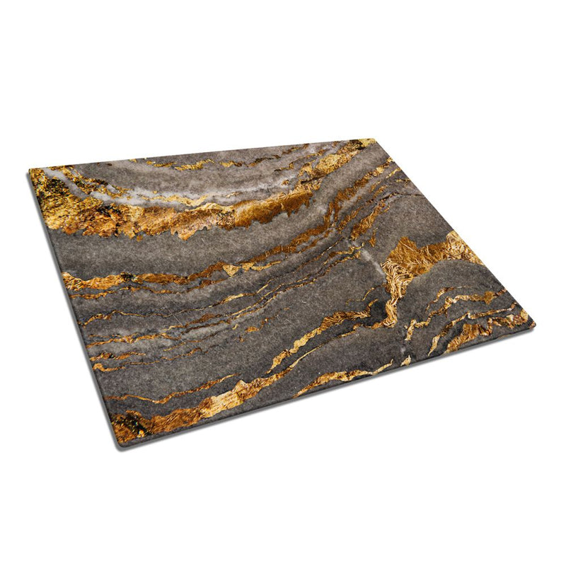 BELLART - Goldener Marmor - Glasschneidebrett mit UV-Druck 35x25cm