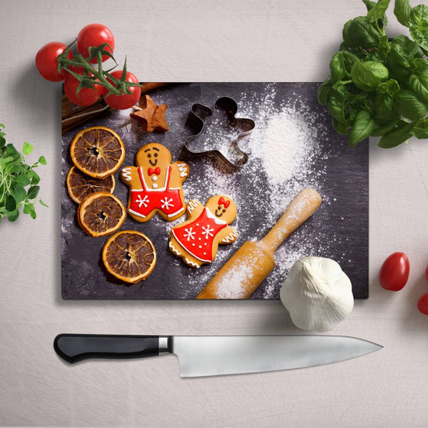 BELLART - Zencefilli kurabiye adam Uv Baskılı Cam Kesme Tablası 35×25 cm