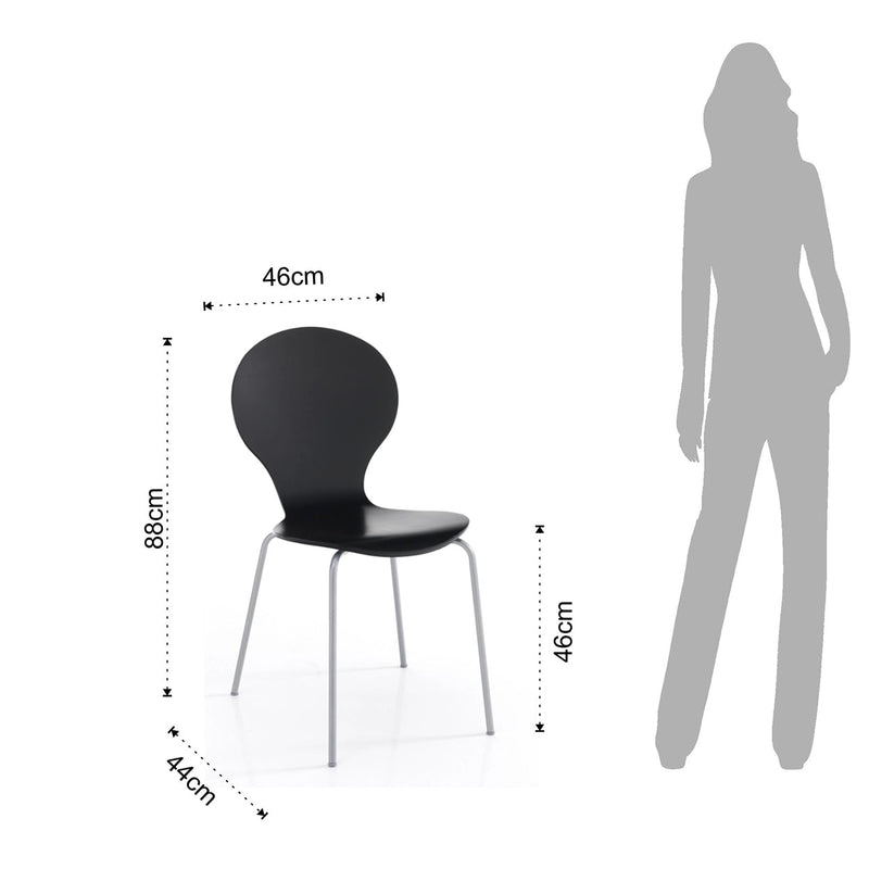 Modern ve Zarif 2'li Sandalye Oturma ve Yemek Odası - Siyah - Krom ayaklar
