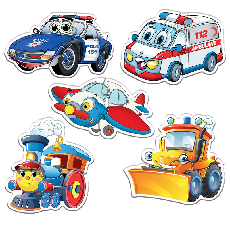 Les Véhicules Mignons pour les Puzzles de Bébé Baby Puzzle Sevimli Araçlar Die Niedlichen Fahrzeuge für Baby-Puzzles