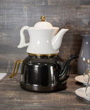 KARACA RETRO théière en émail noir et porcelaine - Emaye ve porselen demlikli çaydanlik takimi siyah