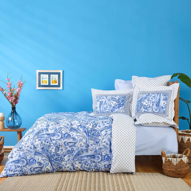 KARACA HOME BELLANCE Parure de lit 100% coton 2 personnes bleu - Bella Home