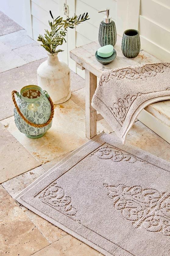  KARACA HOME MILLY Set de tapis de bain beige foncé 2 pièces - Bella-Home: art de la table, verrerie, trousseau de mariée, décoration