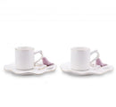 KARACA BIRDS Set de 2 tasses à café blanc et doré avec oiseau rose