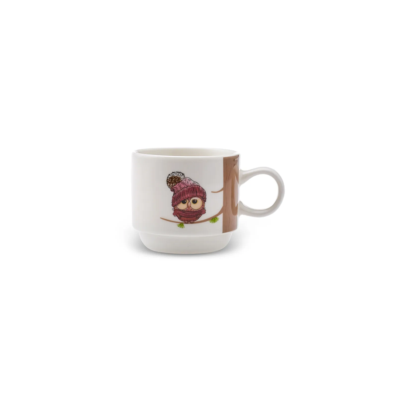 KARACA OWL Lot de 4 mugs (160 ml) avec support