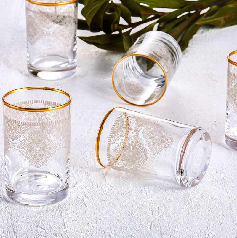 KARACA MIRA Set de 6 petits verres gold - Bella-Home: art de la table, verrerie, trousseau de mariée, décoration
