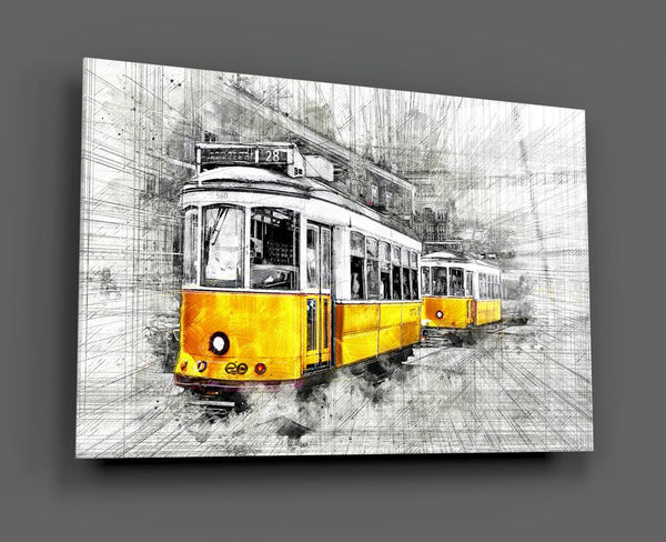 Tableau en verre - Tram/Tramway 28 Lisbonne Portugal