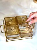 TREND HOME COLLECTION 4'lü Kapaklı, kare, tepsili çerezlik 