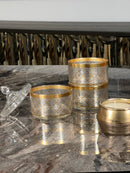 TREND HOME COLLECTION VERSAS 3 Katlı kapaklı cam şeker/ kurabiye kutusu gold 