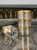 TREND HOME COLLECTION VERSAS 3 Katlı kapaklı cam şeker/ kurabiye kutusu gold 