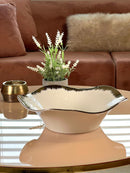 TREND HOME FLORA Assiette de service en porcelaine blanc/doré